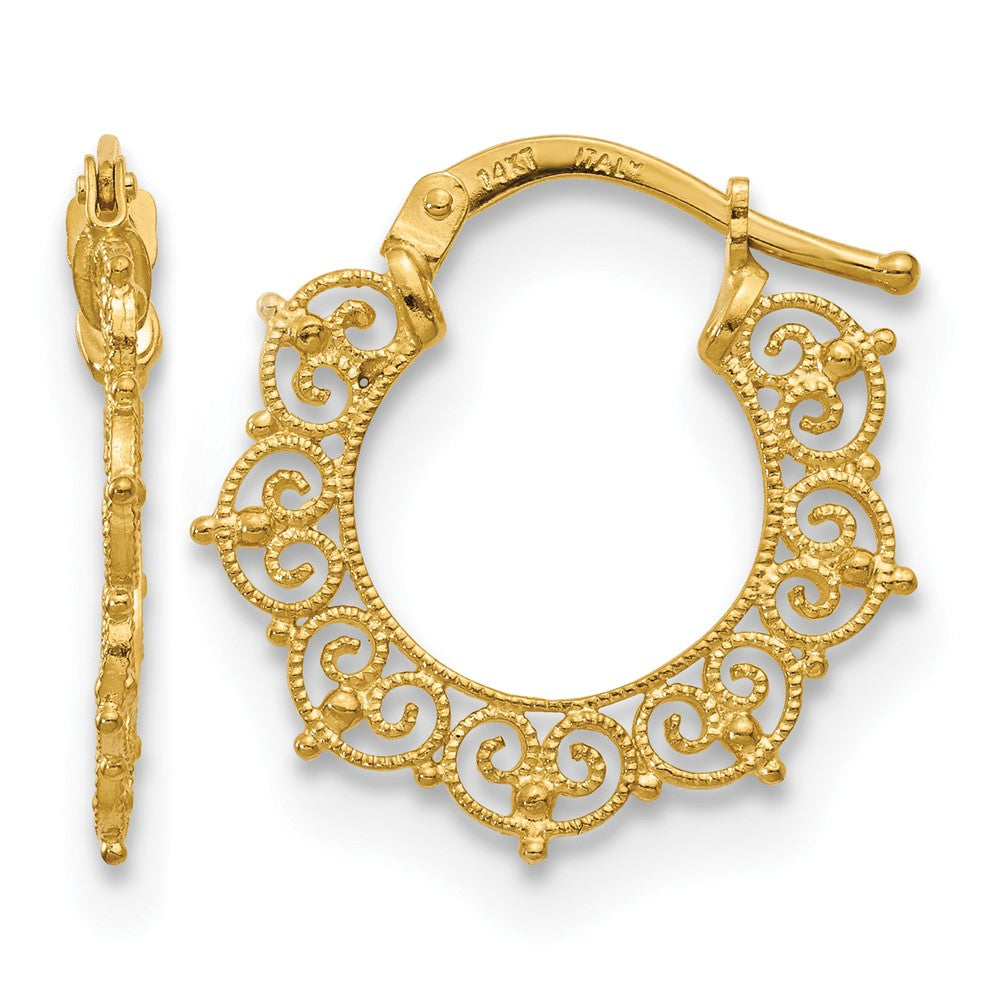 14K Gelbgold Poliert Fantasie Muster Creolen