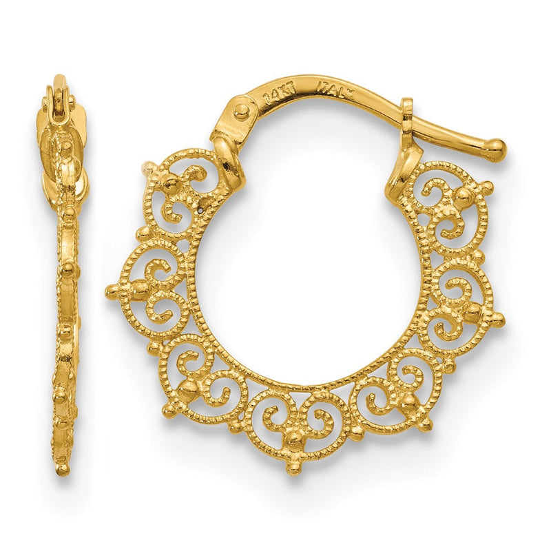 14K Gelbgold Poliert Fantasie Muster Creolen