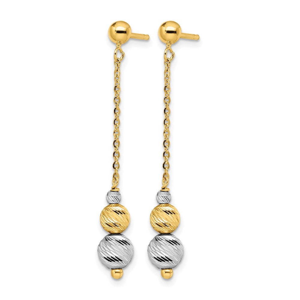 14K Gelb & Rhodium Bicolor Poliert und Strukturiert Ohrhänger