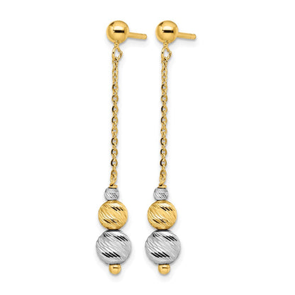 14K Gelb & Rhodium Bicolor Poliert und Strukturiert Ohrhänger