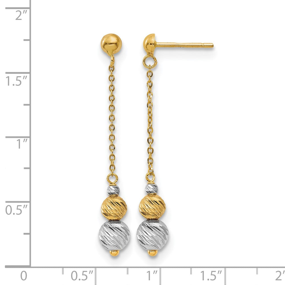 14K Gelb & Rhodium Bicolor Poliert und Strukturiert Ohrhänger