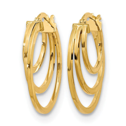 14K Gelbgold Poliert Fantasie 3 Creolen