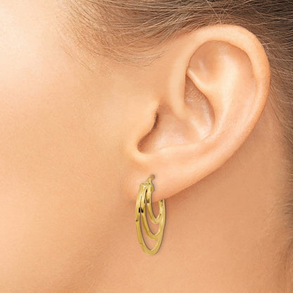 14K Gelbgold Poliert Fantasie 3 Creolen