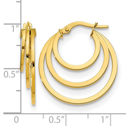 14K Gelbgold Poliert Fantasie 3 Creolen