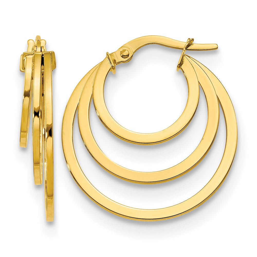 14K Gelbgold Poliert Fantasie 3 Creolen