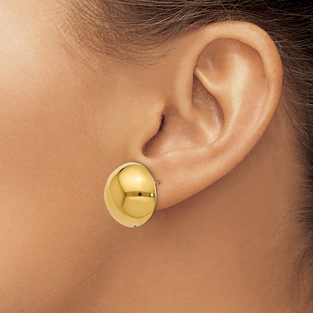 14K Gelbgold Poliert Hohl Gewölbt Ohrstecker