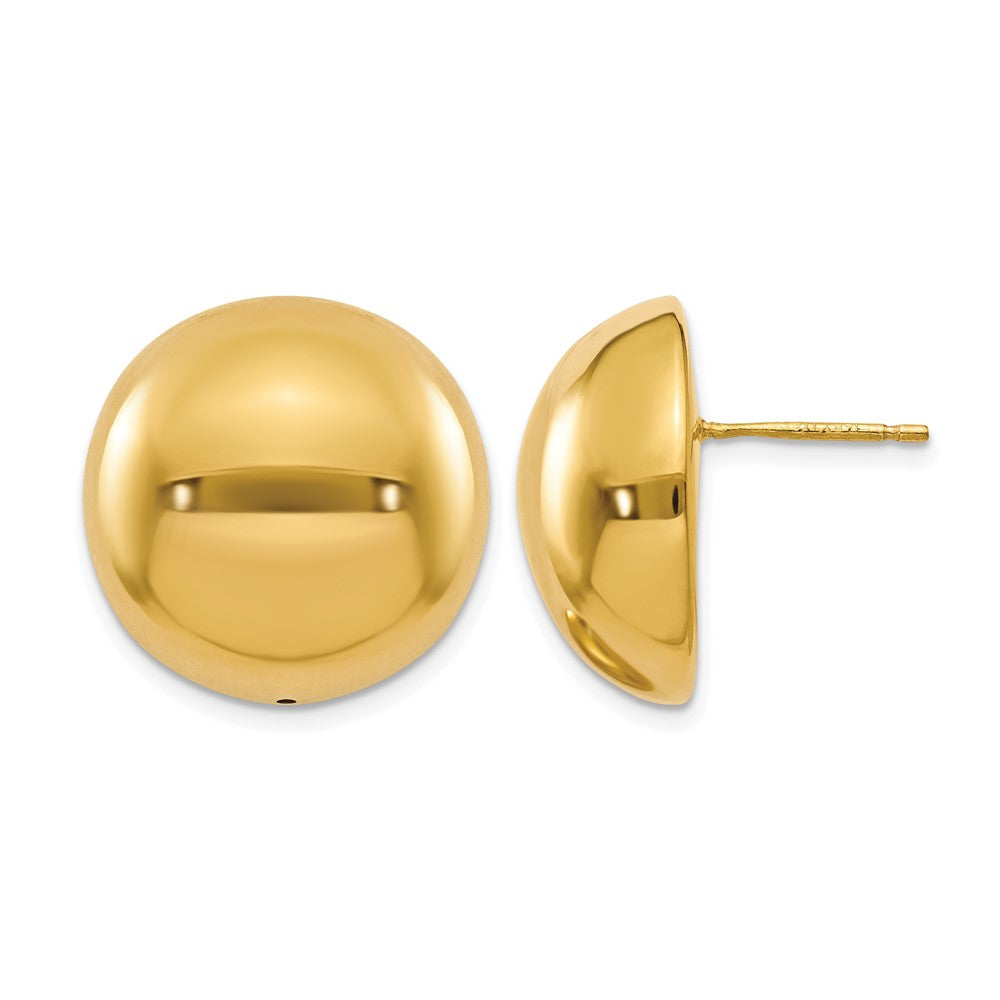 14K Gelbgold Poliert Hohl Gewölbt Ohrstecker