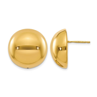 14K Gelbgold Poliert Hohl Gewölbt Ohrstecker
