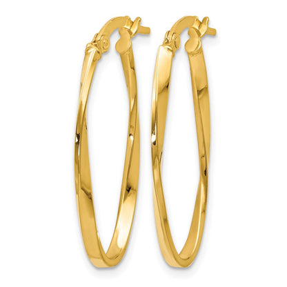 14K Gelbgold Gedreht Oval Creolen