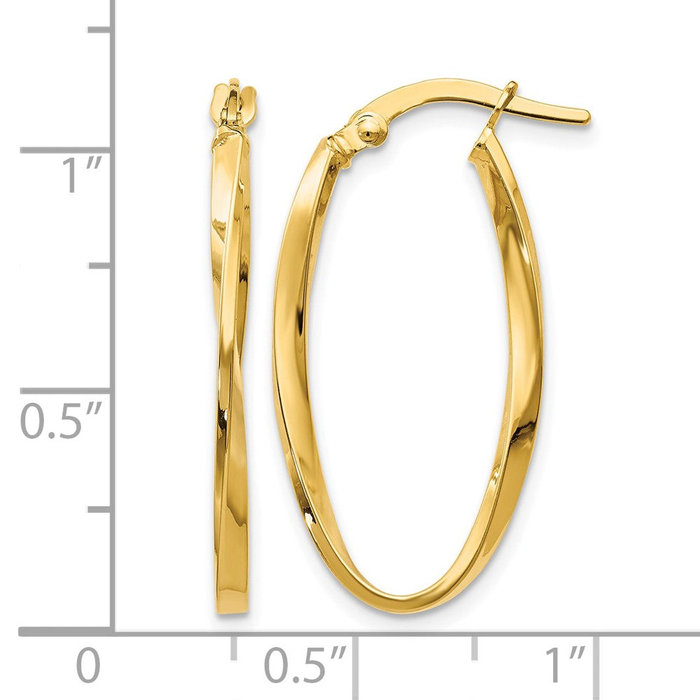 14K Gelbgold Gedreht Oval Creolen