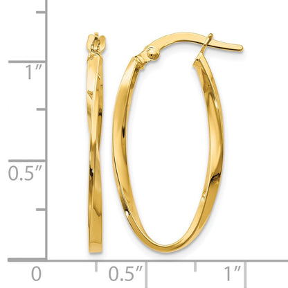 14K Gelbgold Gedreht Oval Creolen