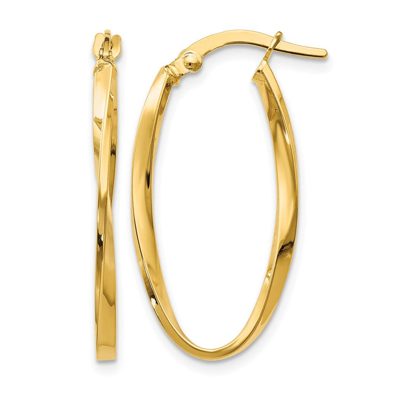 14K Gelbgold Gedreht Oval Creolen