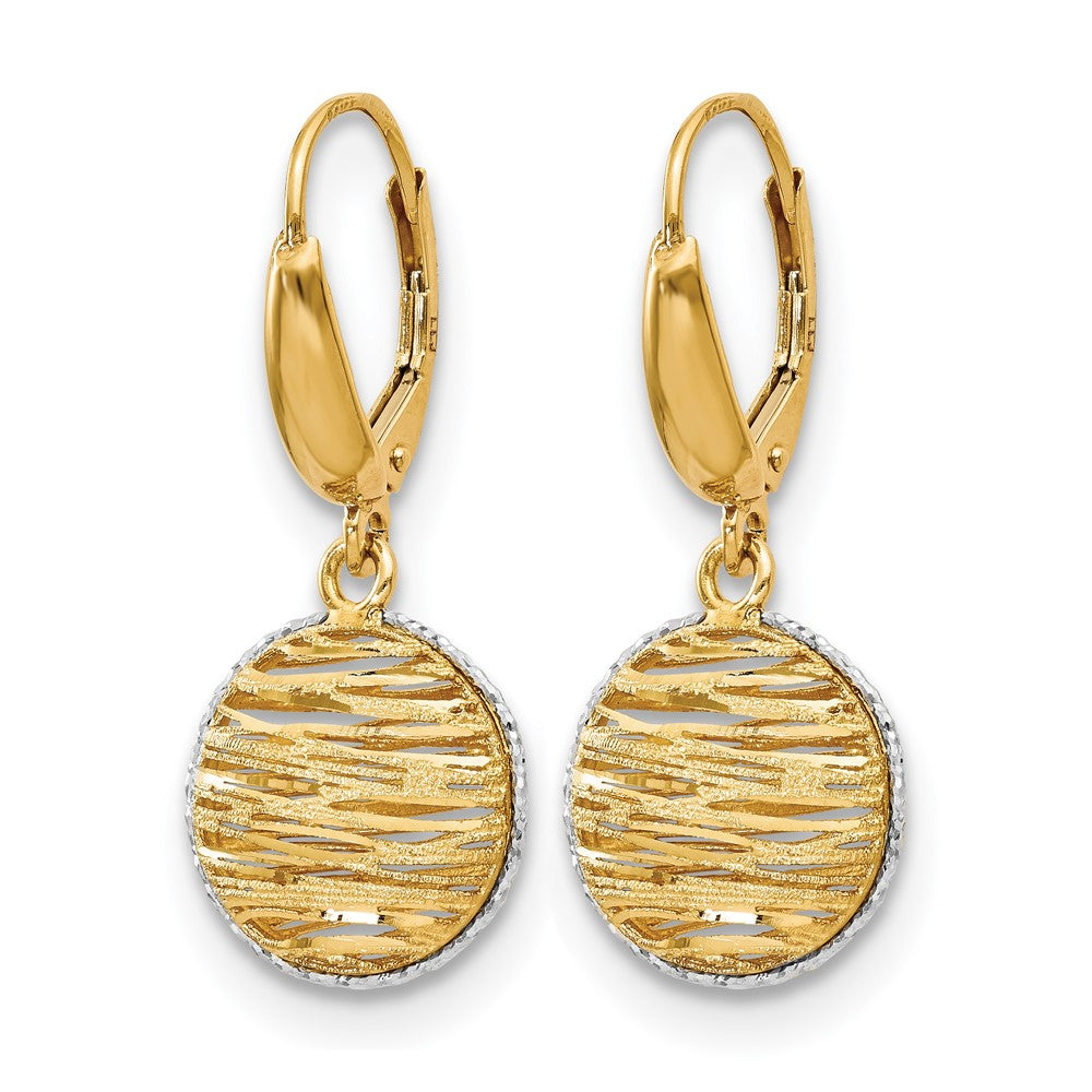 14K Gelb & Rhodium Poliert Diamantiert Hohl Ohrringe