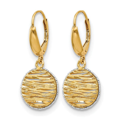 14K Gelb & Rhodium Poliert Diamantiert Hohl Ohrringe