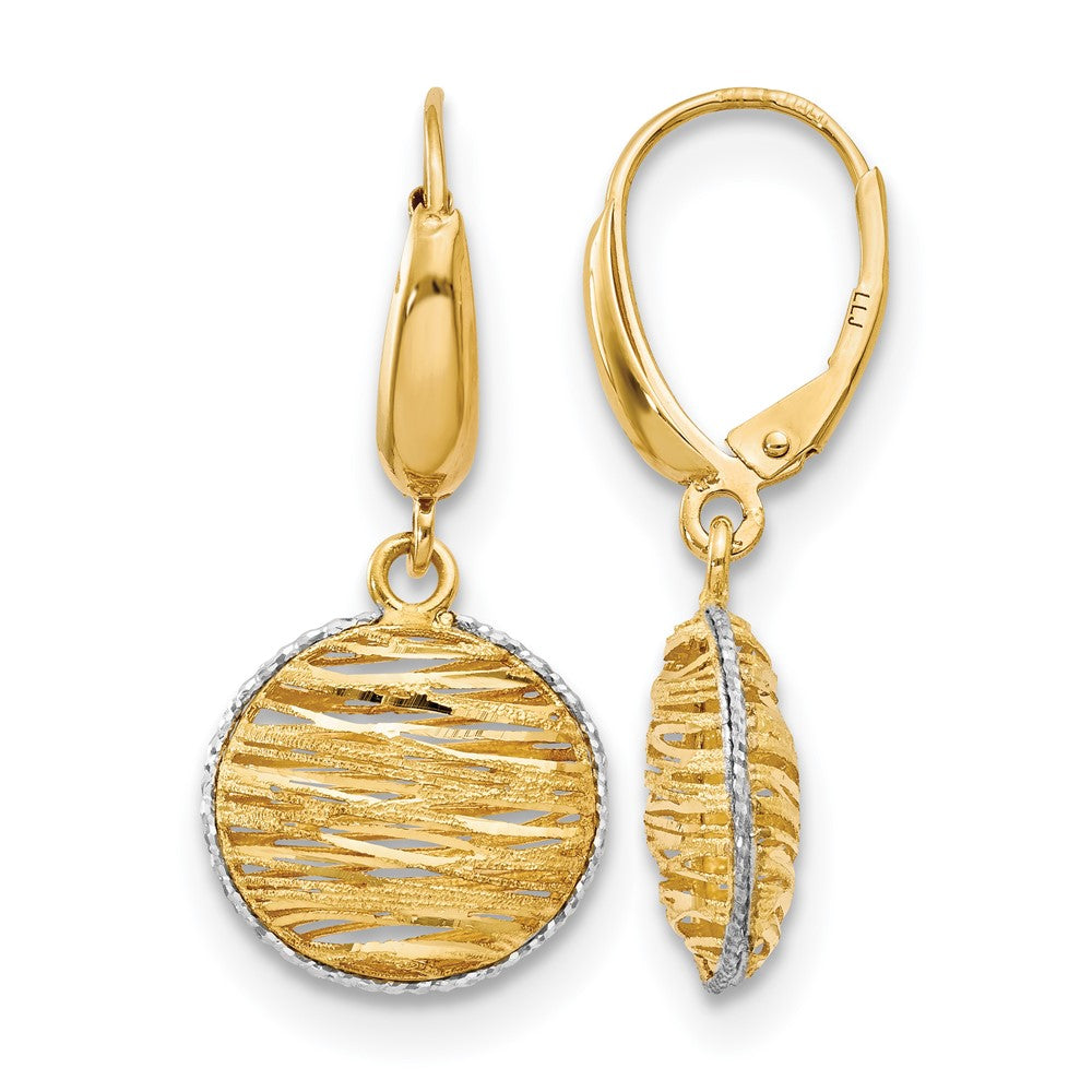 14K Gelb & Rhodium Poliert Diamantiert Hohl Ohrringe