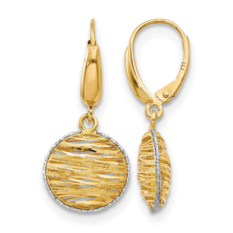 14K Gelb & Rhodium Poliert Diamantiert Hohl Ohrringe