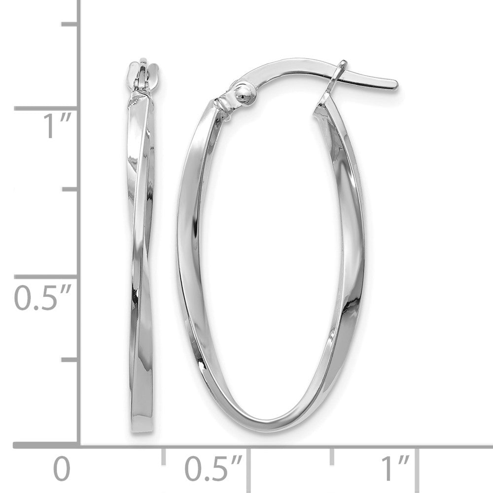 14K Weißgold Gedreht Oval Creolen