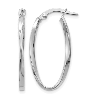 14K Weißgold Gedreht Oval Creolen
