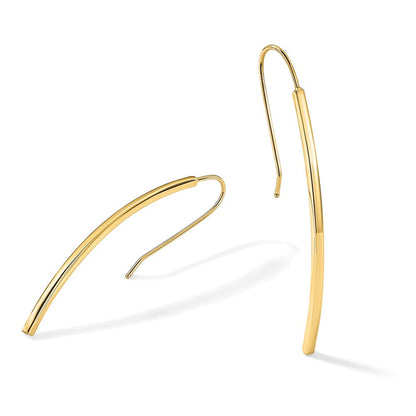 14K Gelbgold Poliert Hängend Stab Ohrringe