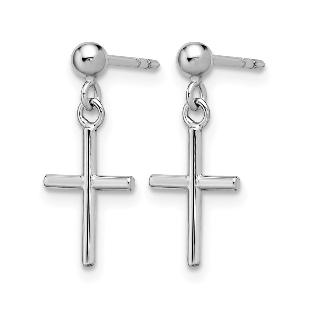 14K Weißgold Kreuz Stecker Ohrhänger