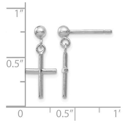14K Weißgold Kreuz Stecker Ohrhänger