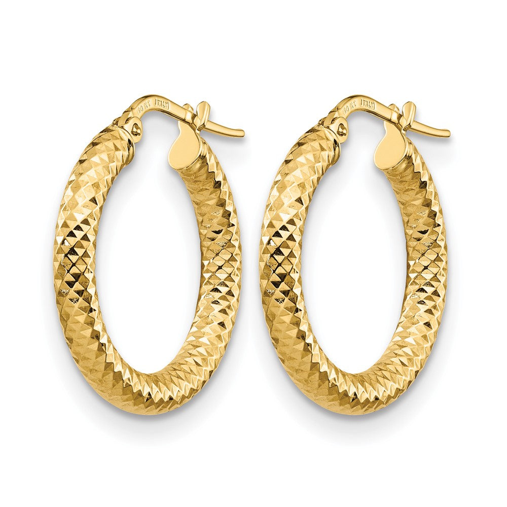 14K Gelbgold 3x15 Diamantiert Rund Creolen