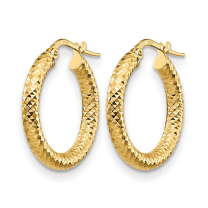 14K Gelbgold 3x15 Diamantiert Rund Creolen
