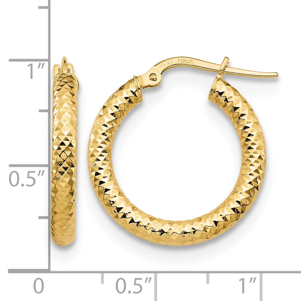 14K Gelbgold 3x15 Diamantiert Rund Creolen