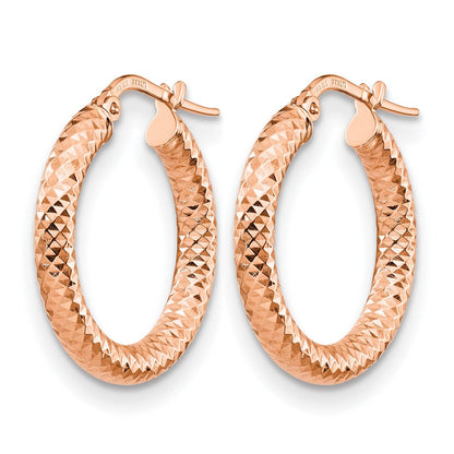 14K Roségold 3x15 Diamantiert Rund Creolen