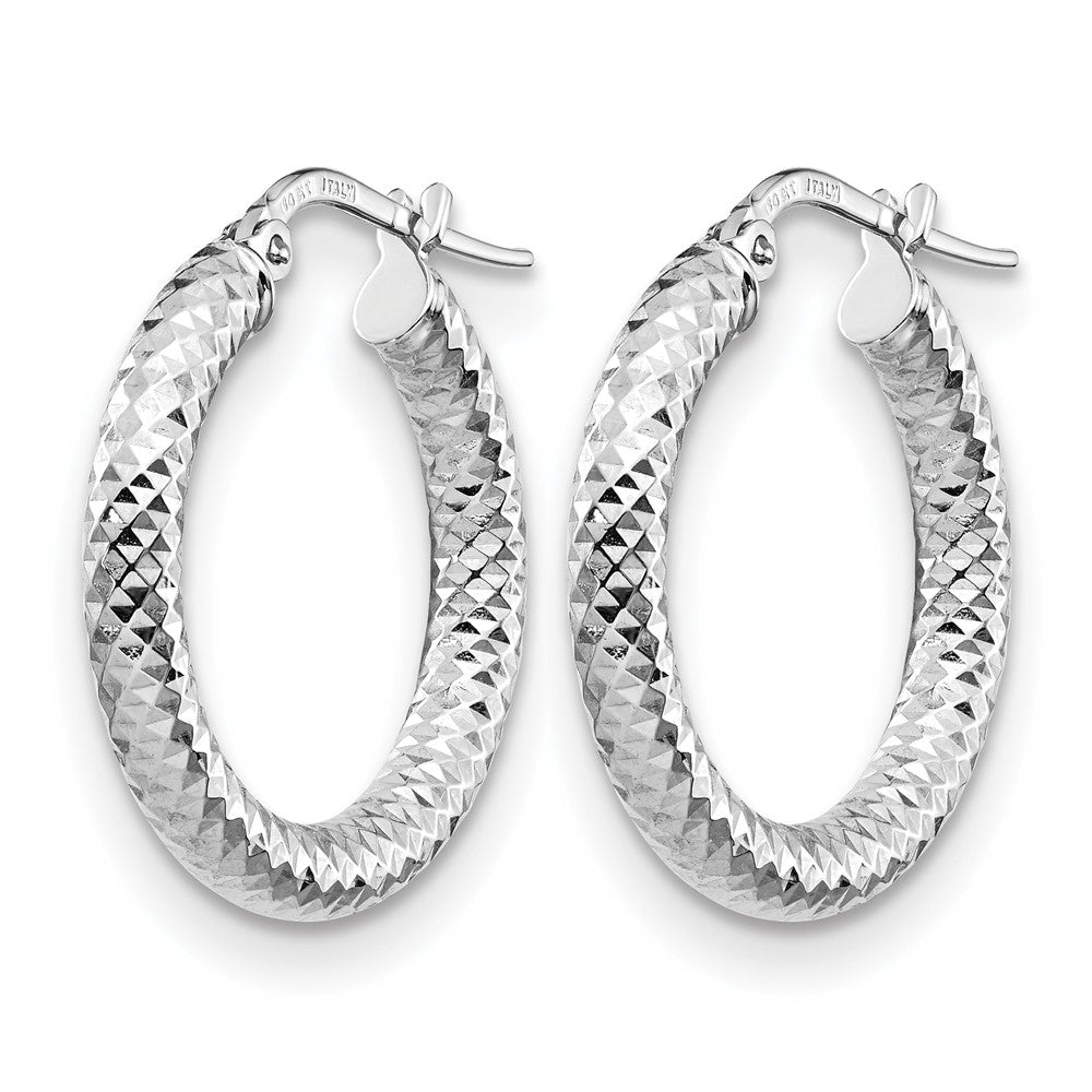 14K Gelb & Rhodium 3x15 mit Weiß Beschichtung Diamantiert Rund Creolen