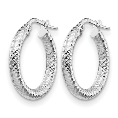 14K Gelb & Rhodium 3x15 mit Weiß Beschichtung Diamantiert Rund Creolen