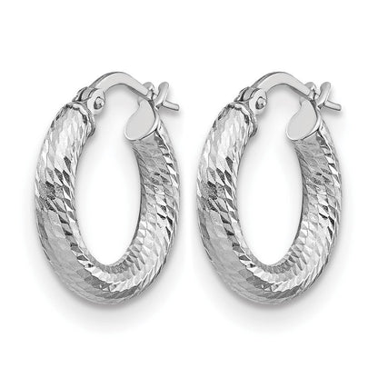 14K Gelb & Rhodium 3x10 mit Weiß Beschichtung Diamantiert Rund Creolen