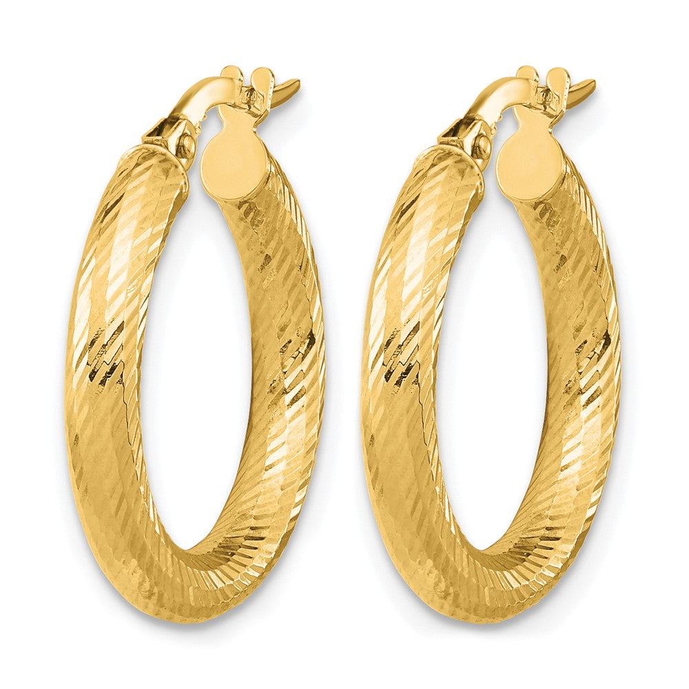 14K Gelbgold 3x15 Diamantiert Rund Creolen