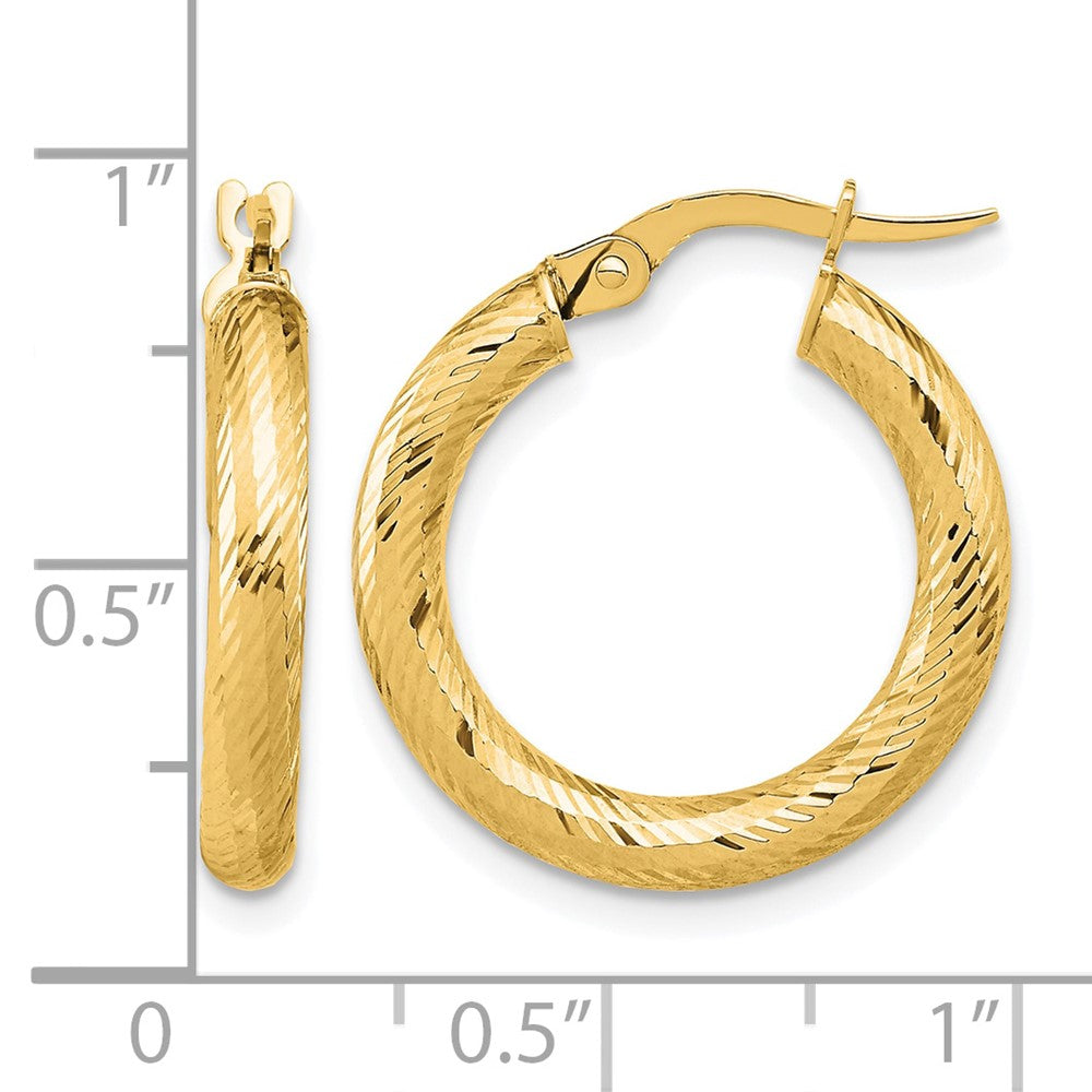 14K Gelbgold 3x15 Diamantiert Rund Creolen