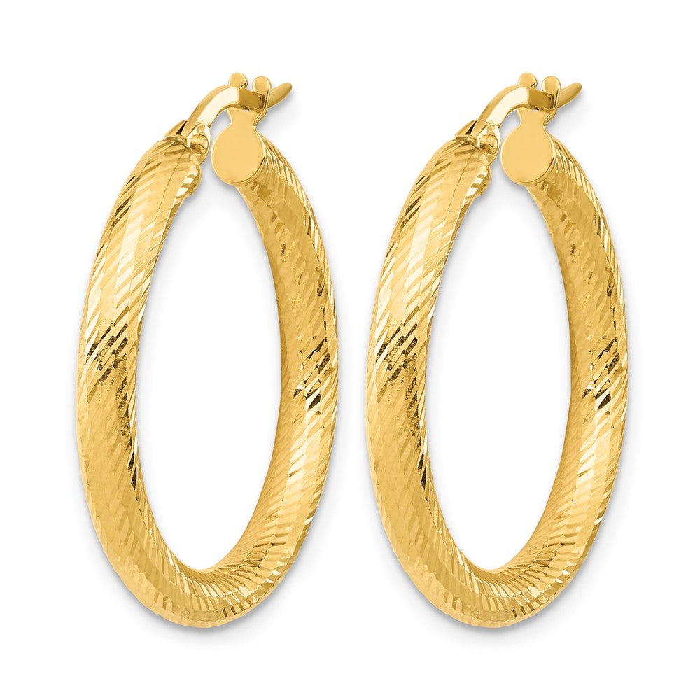 14K Gelbgold 3x20 Diamantiert Rund Creolen