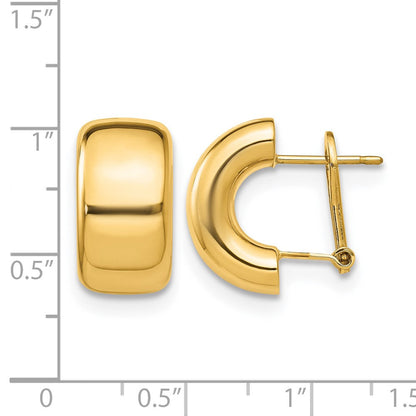 14K Gelbgold Poliert Omega Rückseite Ohrringe