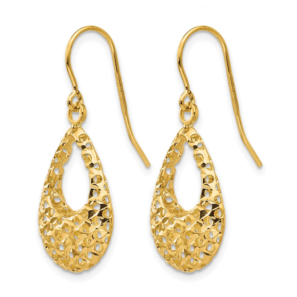 14K Gelbgold Diamantiert Hirte Haken Ohrringe