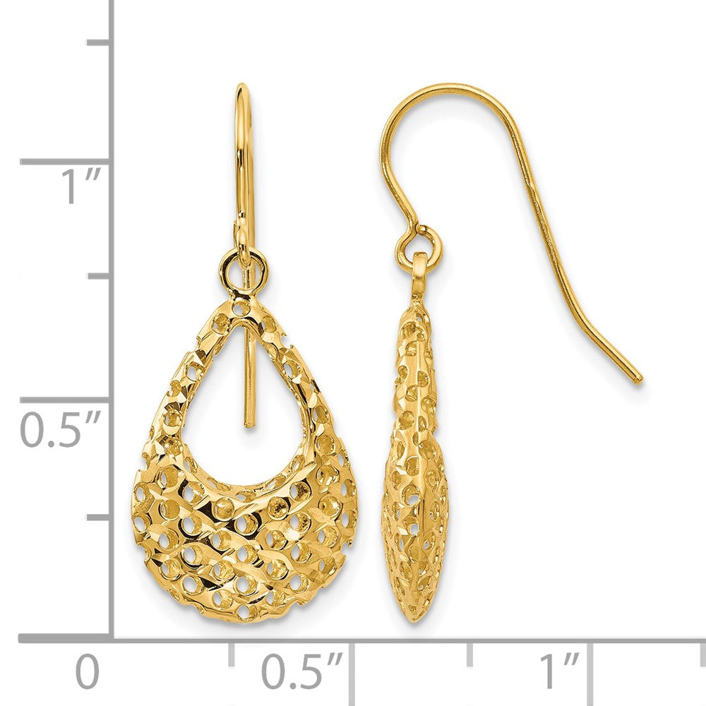 14K Gelbgold Diamantiert Hirte Haken Ohrringe