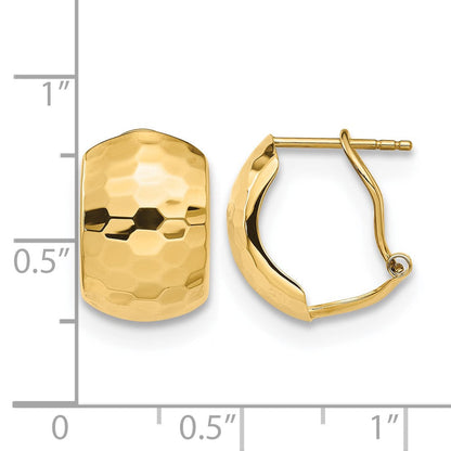 14K Gelbgold Poliert Gehämmert Omega Rückseite Ohrringe