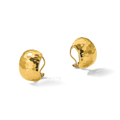14K Gelbgold Poliert Gehämmert Omega Rückseite Ohrringe