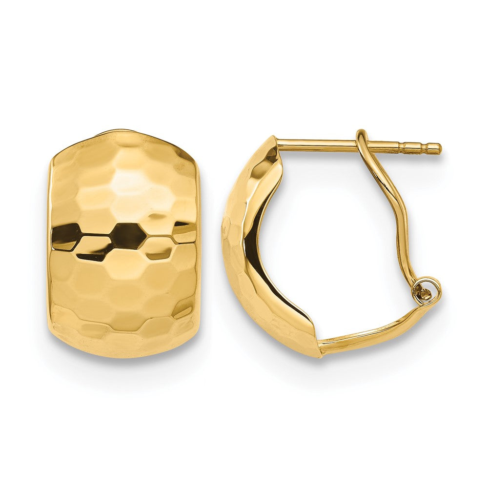 14K Gelbgold Poliert Gehämmert Omega Rückseite Ohrringe