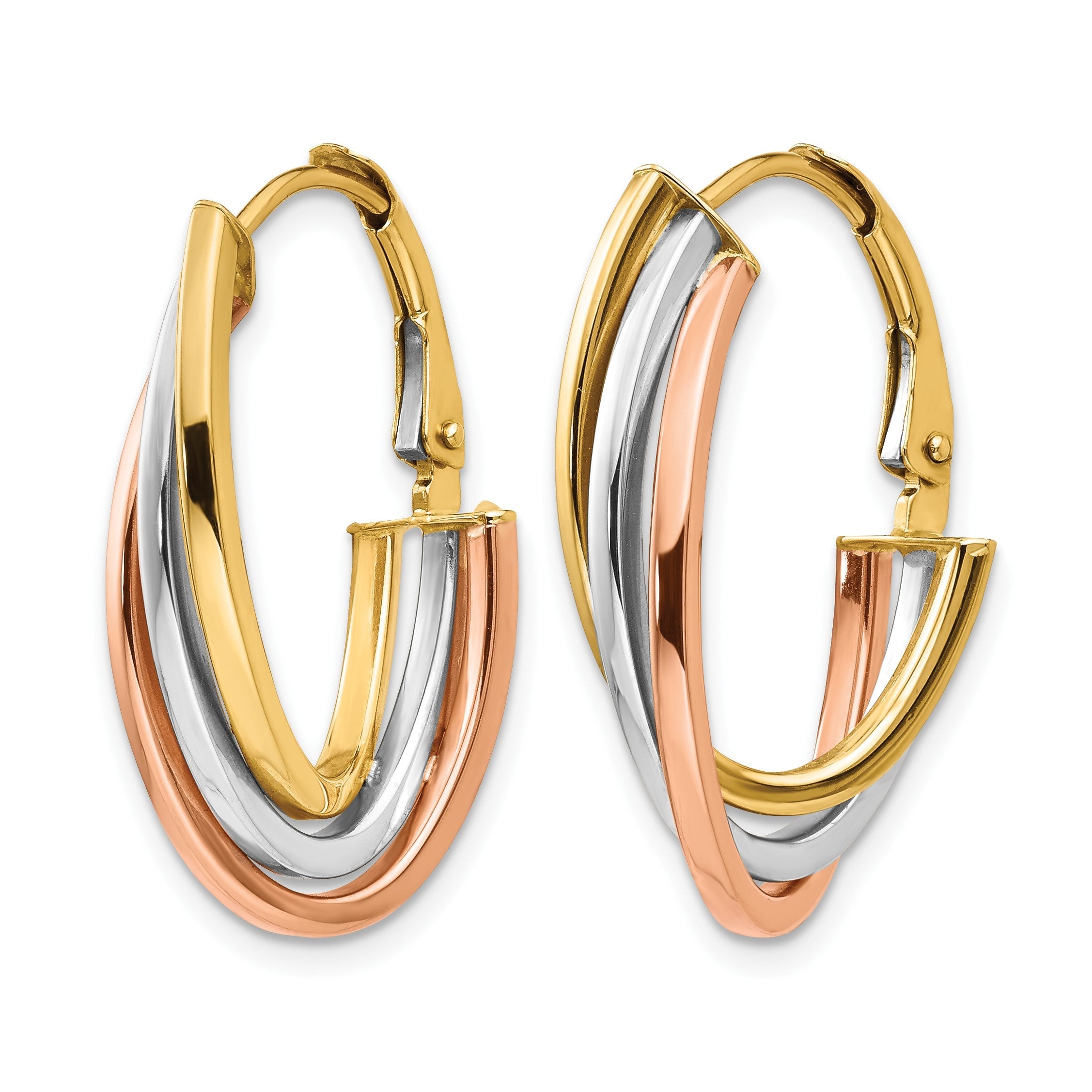 14K Tricolor Poliert Creolen