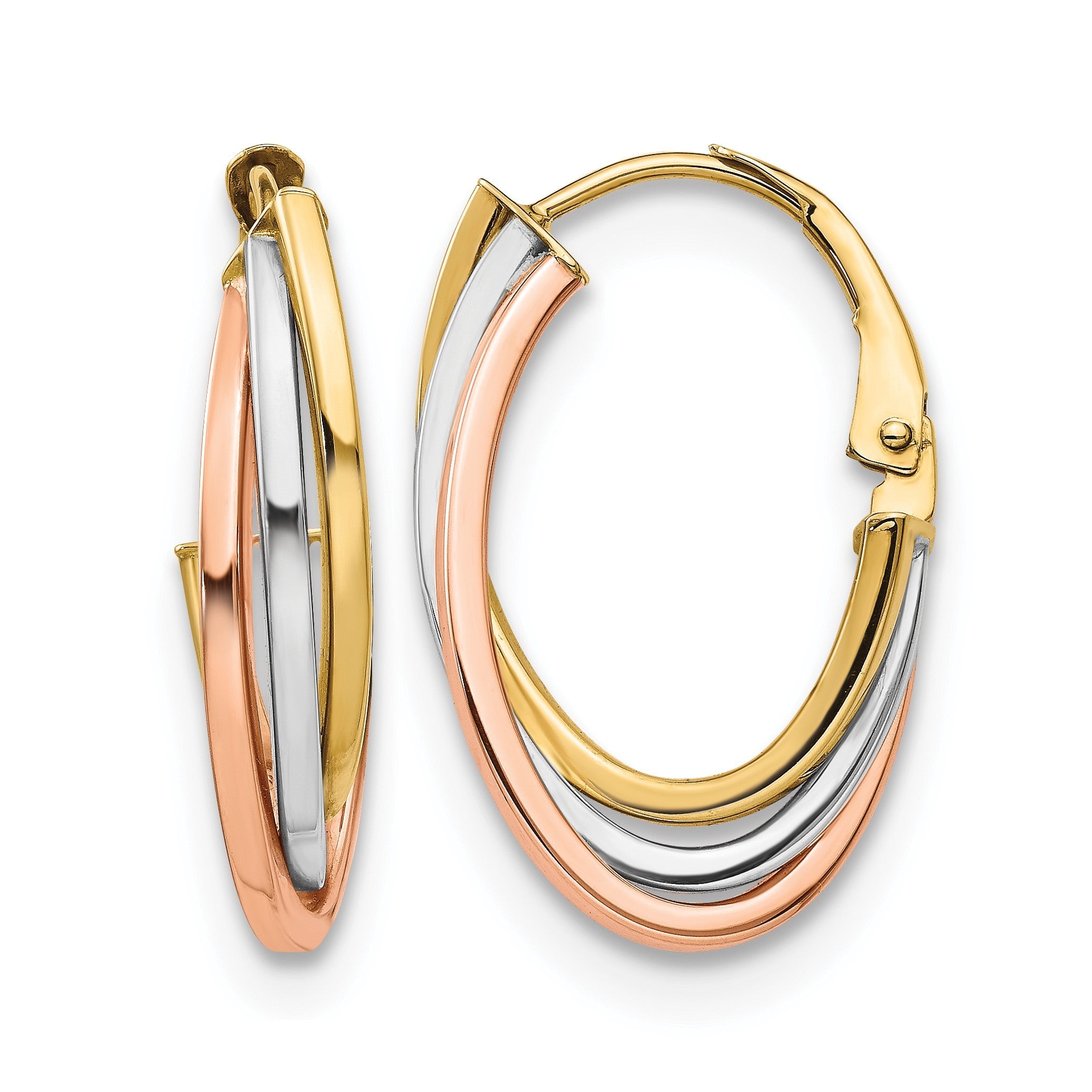 14K Tricolor Poliert Creolen