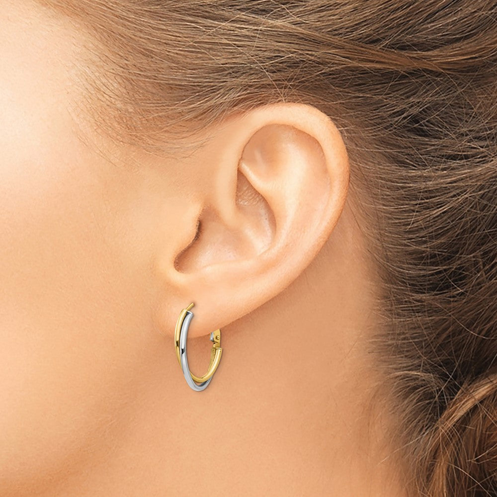 14K Bicolor Poliert Creolen