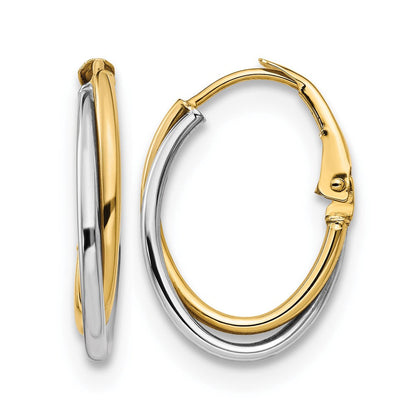 14K Bicolor Poliert Creolen