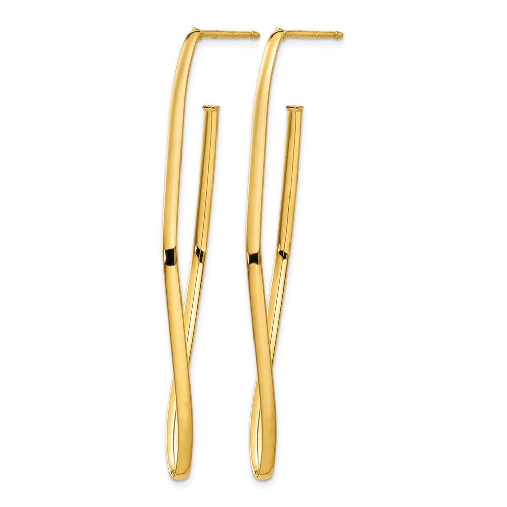 14K Gelbgold Poliert Stecker Ohrhänger