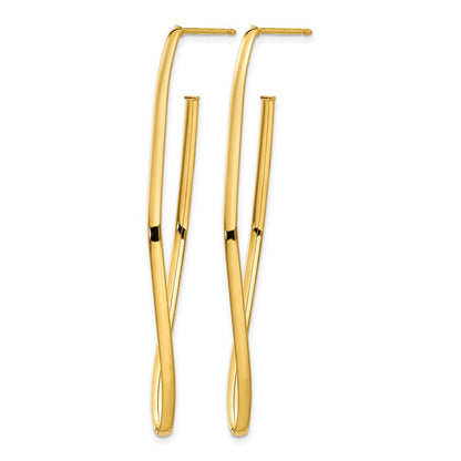 14K Gelbgold Poliert Stecker Ohrhänger
