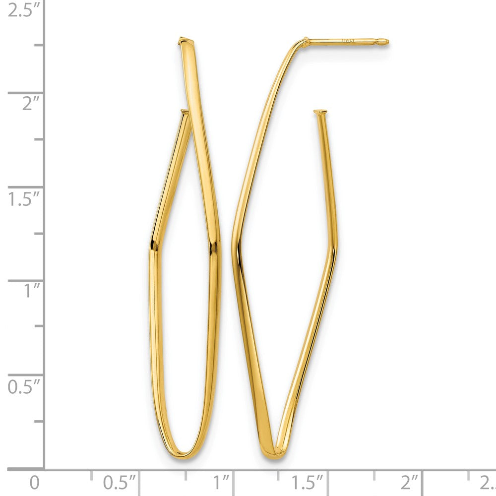 14K Gelbgold Poliert Stecker Ohrhänger