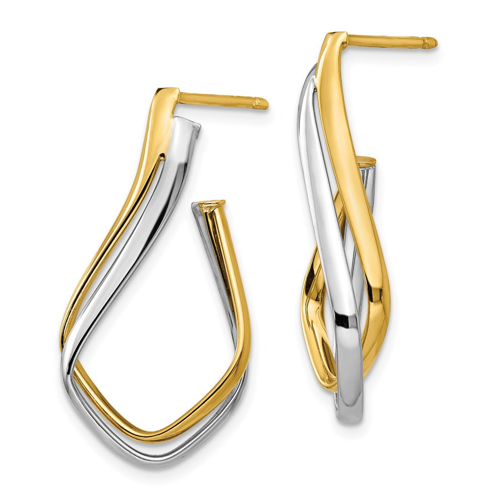 14K Gelb & Rhodium mit Rhodium Poliert Ohrstecker