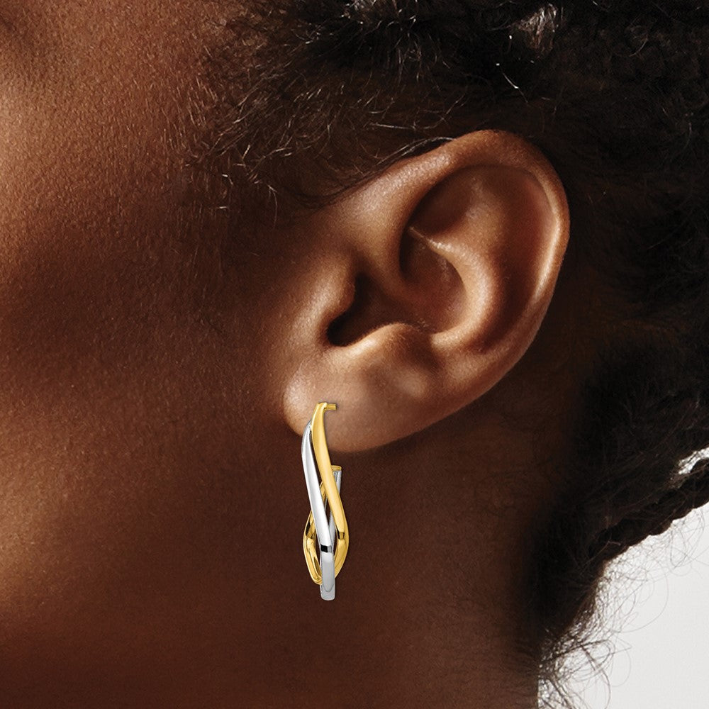 14K Gelb & Rhodium mit Rhodium Poliert Ohrstecker
